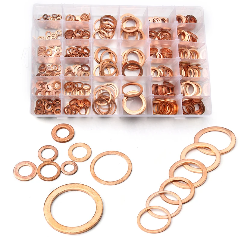 

568pcs M6/M8/M9/M10/M12/M14/M16/M18/M20/M22/M24/M26/M28 Copper Washers Hardware Accessories Metric Flat Gasket Kit