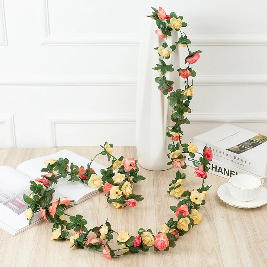 250CM Kunstmatige Roze Bloemen voor Bruiloft Thuis Kamer Decoratie Lente Herfst Tuin Boog Kerst Rotan DIY Nep Planten Wijnstok