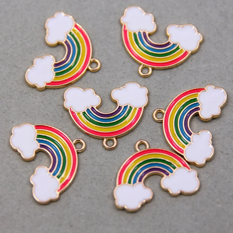 6pcs 20*24*2mm  Rainbow Cloud Shape Alloy Enamel Pendants Charms for Jewelry Making DIY Bracelet Necklace diy accessories