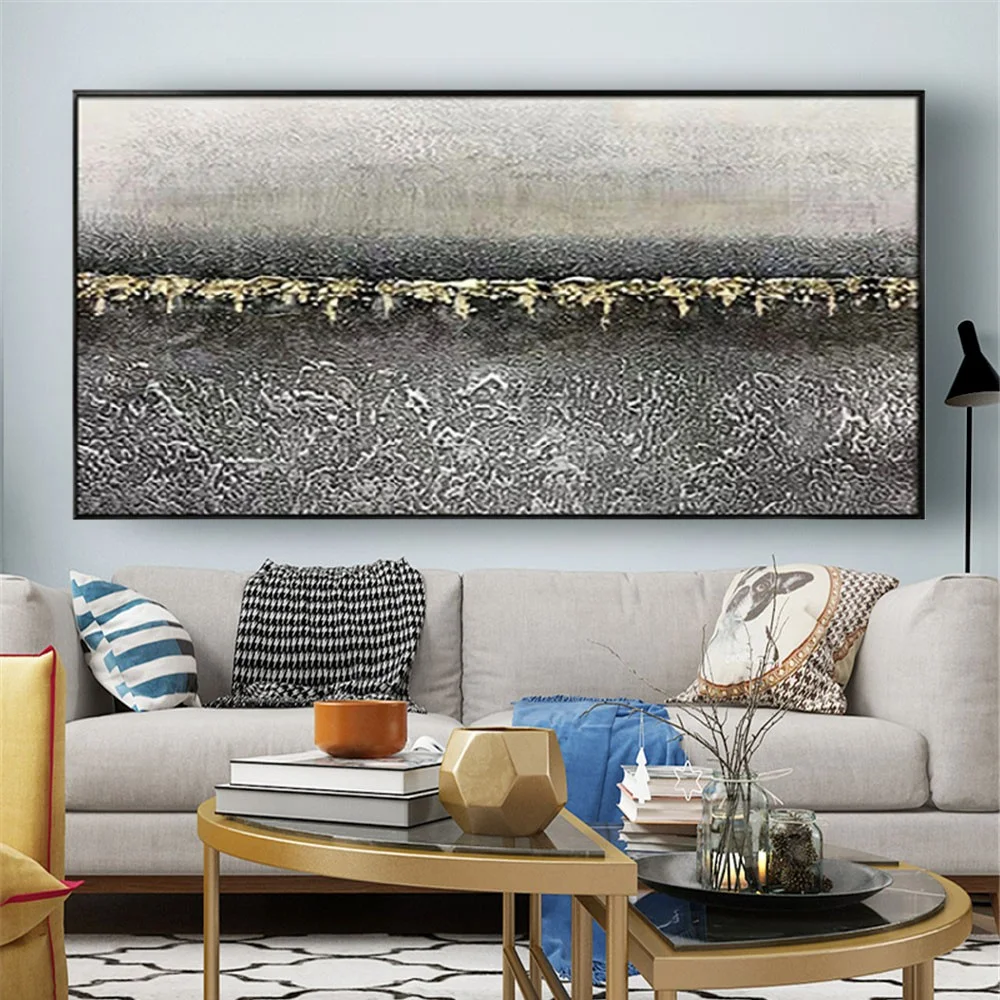 Large 100% Handpainted Textured Abstract Morden Oil Painting On Canvas Gray Wall Art Pictures For Live Room Home Decor Paintings