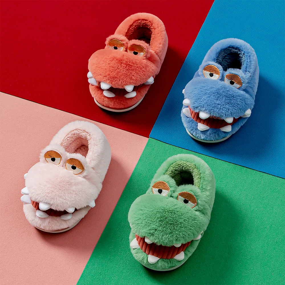 Kinderen Winter Zachte Pluche Fluffy Slippers Voor Thuis Kids Meisjes Jongens Platte Schoenen Warme Kamer Leuke Huis Bont Slippers Peuter indoor