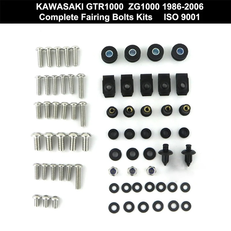 

Fit For Kawasaki GTR1000 ZG1000 1986-2006 Motorcycle Complete Fairing Bolts Kit Bodywork Clips Covering Bolts Stainless Steel