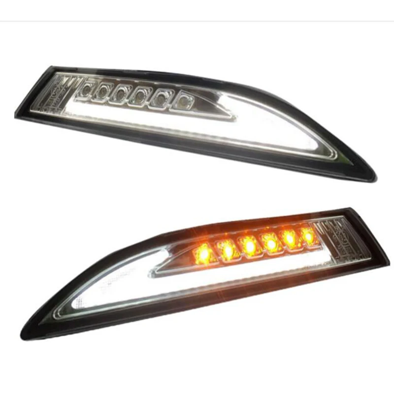 For VW Scirocco 2008-2013 Car Front LED side marker Lamp Amber Turn Signal Lights and White DRL Daytime Running Lights