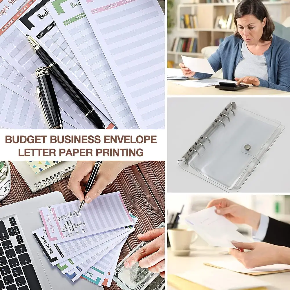 26 Pieces A6 Binder PVC Notebook Cover Budget Envelopes Planner Organizer with Binder Zipper Pockets, Budget Sheets & Ruler