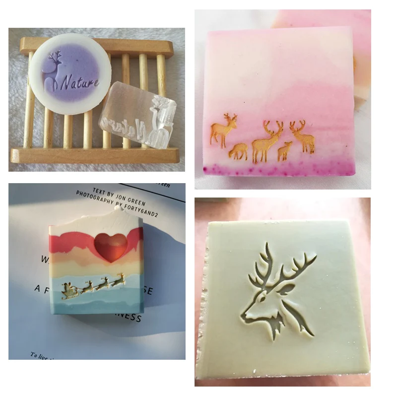 Transparent Handmade Clear Soap Stamp, English Alphabet Series, Xmas Tree Hat, Animal Elk, Acrylic Soap Making Supply, Chapter