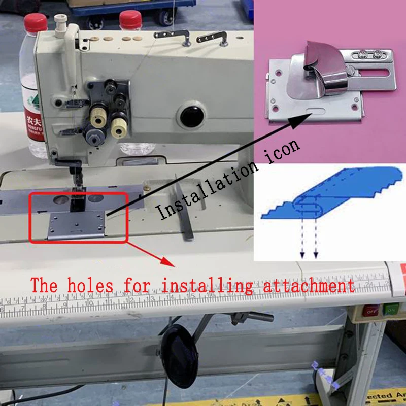 Industrial 2-needle Lock Chain Sewing Machine, Overlock Upper Sleeve,LAP SEAM FOLDER, Patchwork, Pull Cylinder, Binder Folder