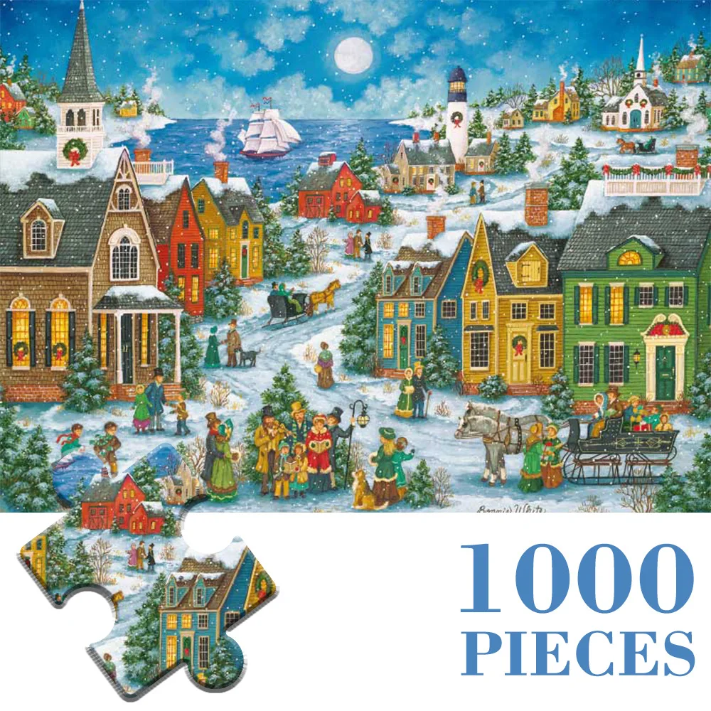 Christmas present winter city The Paper puzzle 1000 pieces ersion jigsaw puzzle adult children's educational toys