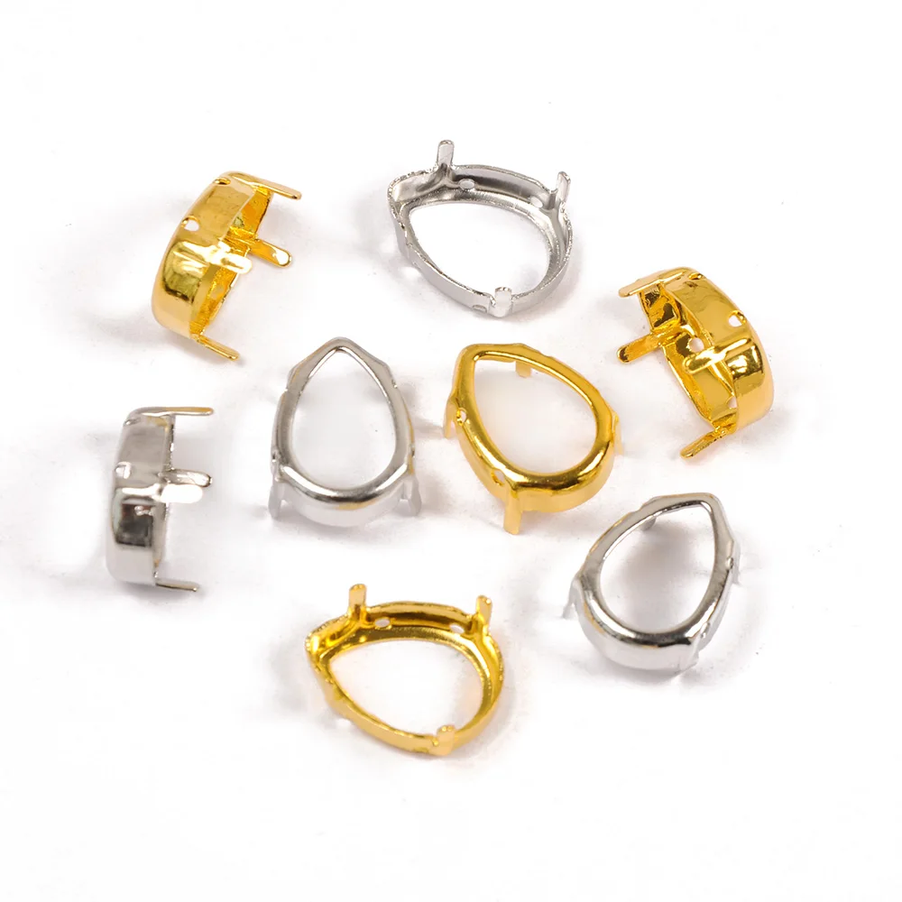 Leere Fassungen für alle Formen, Krallenfassung, verdicktes Kupfer, zum Aufnähen von Strasssteinen, Basis-Set, Silber, Gold, Nähzubehör, DIY-Steinhalter – Detail 18