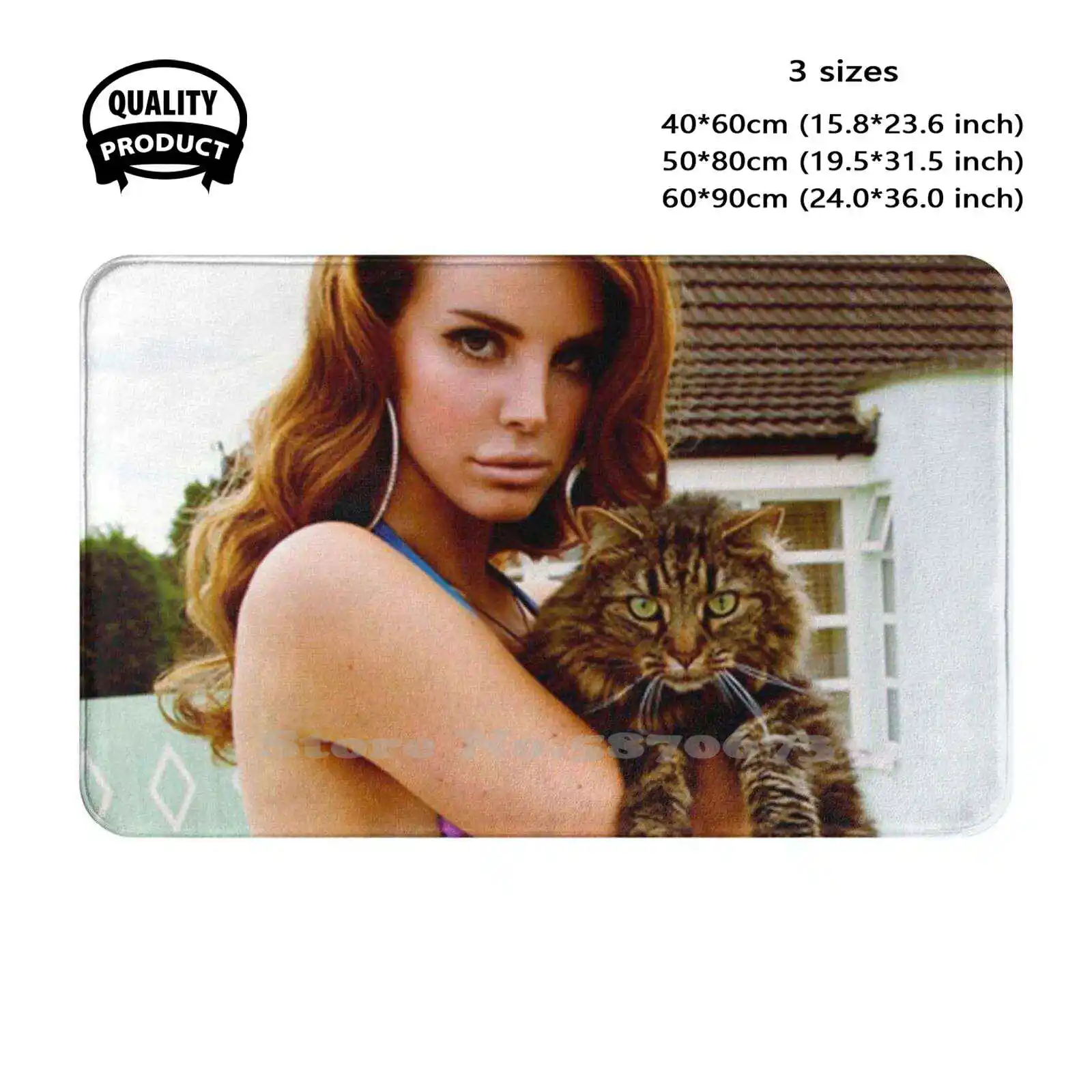 Lana And Her Beloved Cat Soft Cushion Home Carpet Door Mat Car Rug Animal Cute Del Rey Glamour Young Trends 2020 Singer