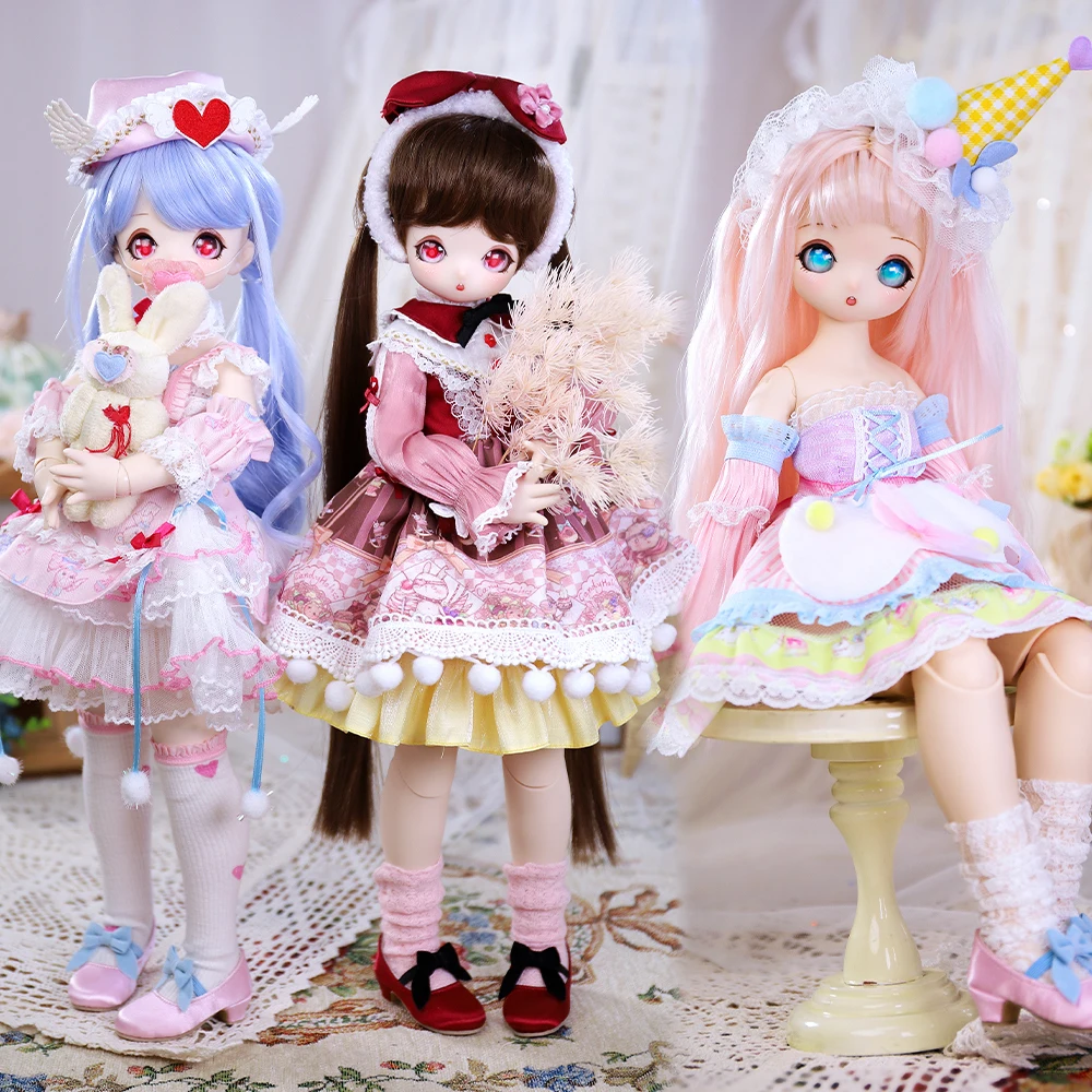 1/4 BJD Loli Doll 40cm Two-dimensional anime Girl Doll Toys With Full Outfits Clothes Wig Shoes Makeup Children Christmas Gift