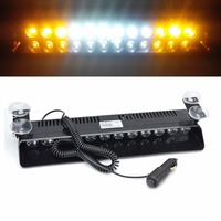12 LED Car Truck Beacon Warning Windshield Hazard Flash Strobe Light Yellow White Amber Emergency Lamp 12W 12V