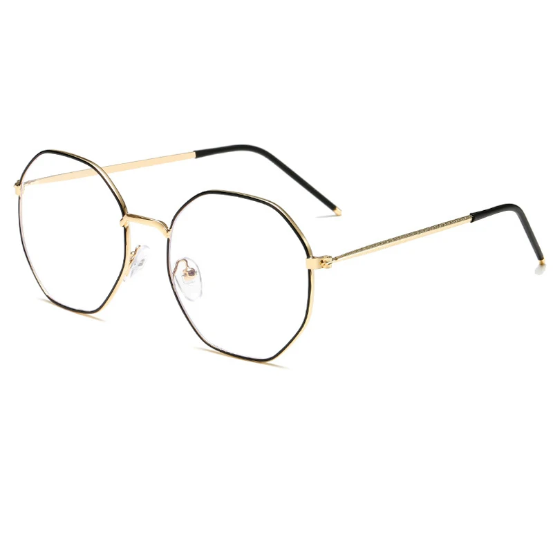 Elbru Anti-blue Light Metal Eyeglasses Frame Women Men Clear Lens Glasses Fake Glasses Irregular Optical Glasses Frame