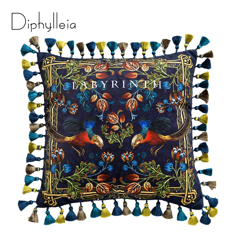 Diphylleia Top Luxury Retro Golden Chicken Velour Garden Sofa Couch Cushion Cover Bed Backrest Cover Pillowcase Dropshipping