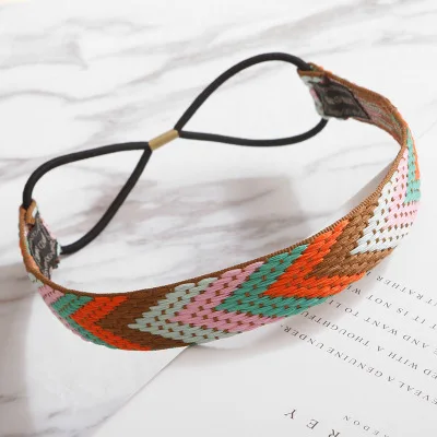 Faixa de cabeça elástica turbante, faixa de cabeça étnica feminina vintage acessórios para cabelo boêmia