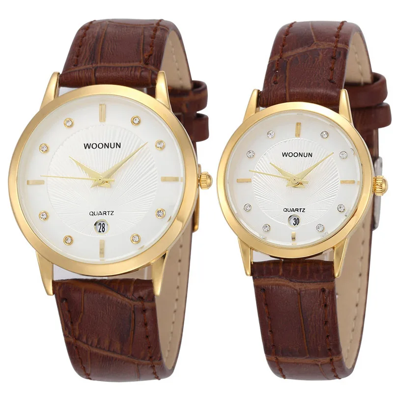 Montres de Couple pour amoureux, marque de luxe, bracelet en cuir, Quartz, décontracté