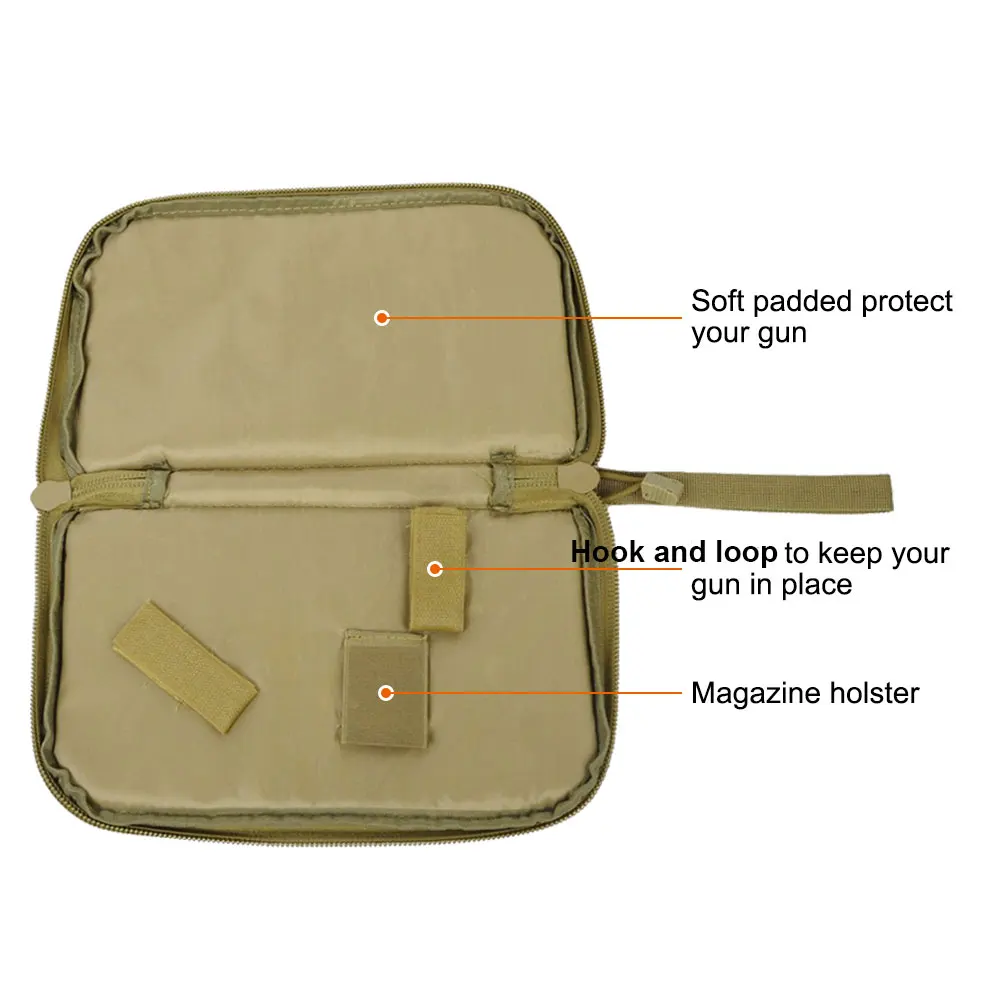 Tactical Pistol Case Gun Carry Bag Case Portable Magazine Gun Holster Pouch Handgun Soft Protector Carrier Hunting Accessories