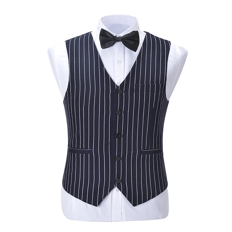 Formal Navy Stripe Waistcoat British Style Men's Suit Vest Slim Fit Vest Business Suits For Men New Customizable vest