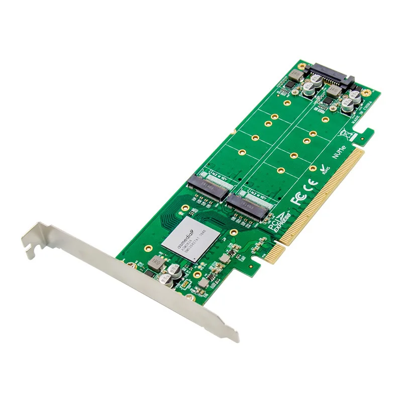 Adaptador de tarjeta de expansión PCIE x16 M.2 NVMe SSD, tarjeta de expansión Plug and Play profesional, compatible con clave M.2 M y chip B + M, Asmedia ASM2824