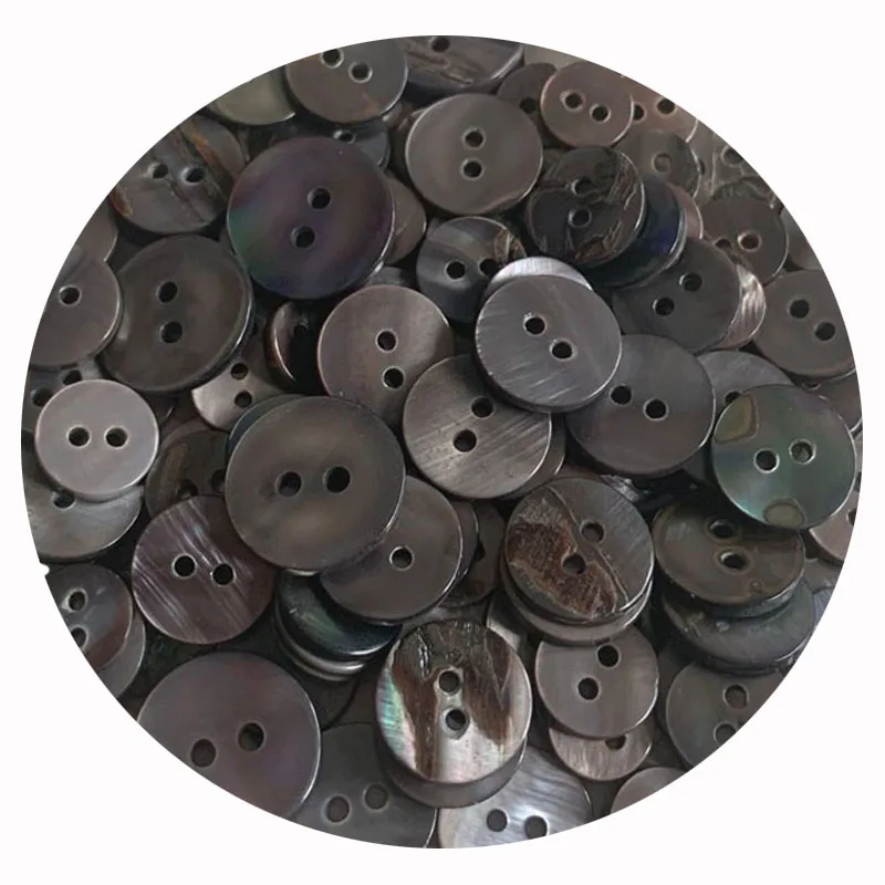 9mm-15mm Natural Shell Buttons For Clothing Black Mother of Pearl Round Shell 2 Hole Button Craft Mother Kids Sewing Accessories