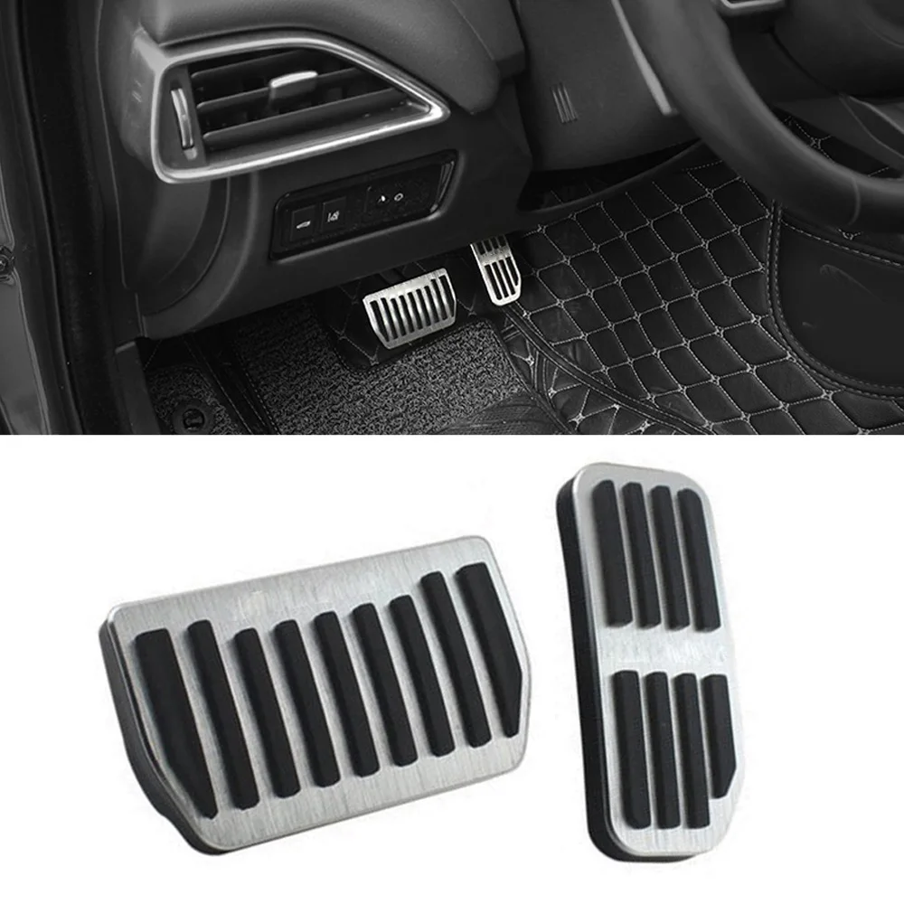 2pcs Aluminum Alloy Car Gas Brake Pedal Footrest For Jaguar XE XF F-PACE 2015- 2018 Non-Slip Strip Car Parts Accessories