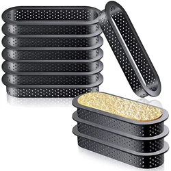 12 Pieces Oval Tart Rings Heat-Resistant Perforated Cake Mousse Ring Non Stick Bakeware Tart Mini Cake Mold Cake Rings