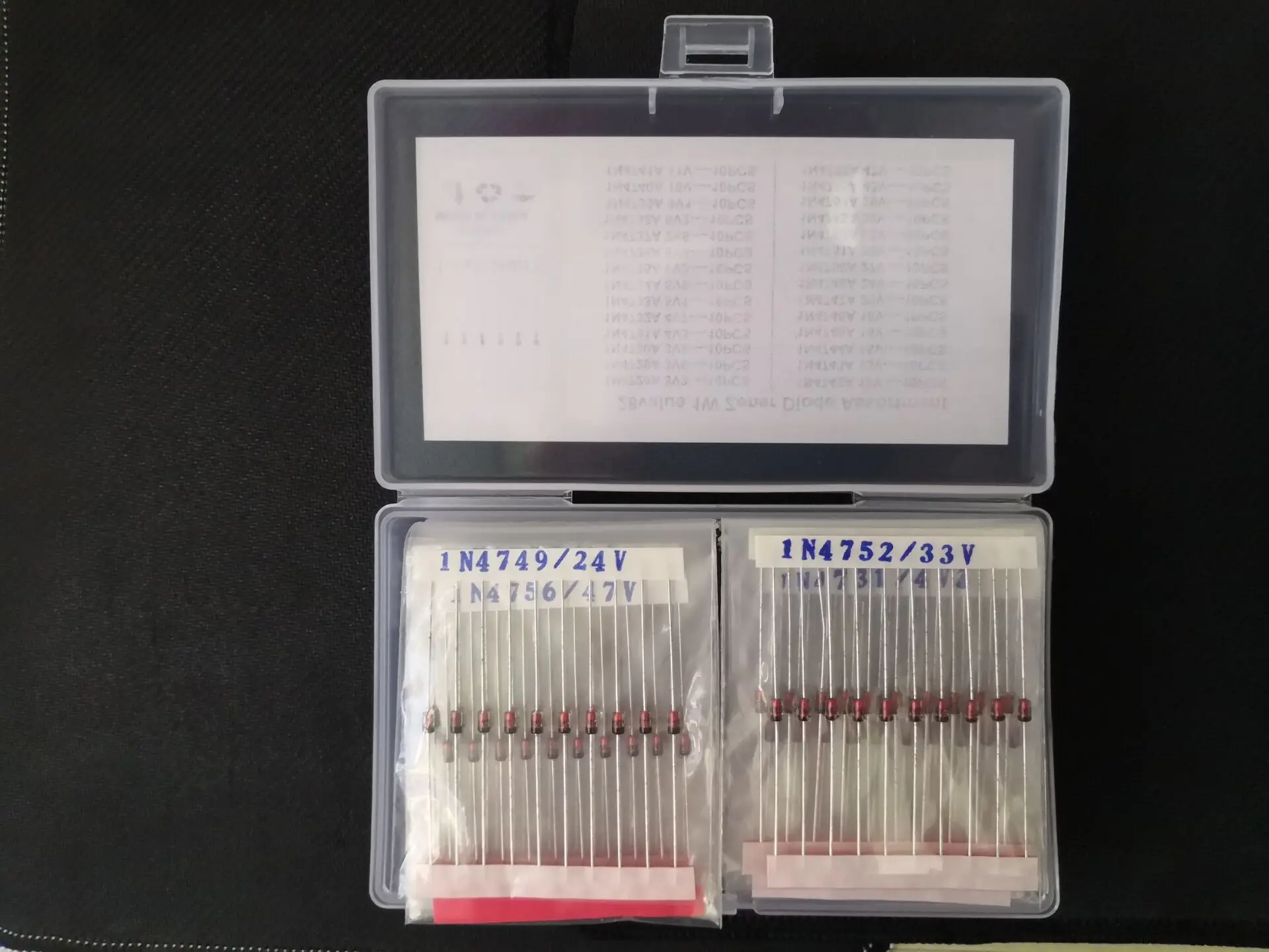 280PCS 1W Zener Didoe Kit Box 3.3V-47V 28Values*10pcs 1N/IN 4728 4729/3.6v 4730/3.9v 4731/4.3v 4732/4.7v 4733/5.1v 4734/5.6v ...