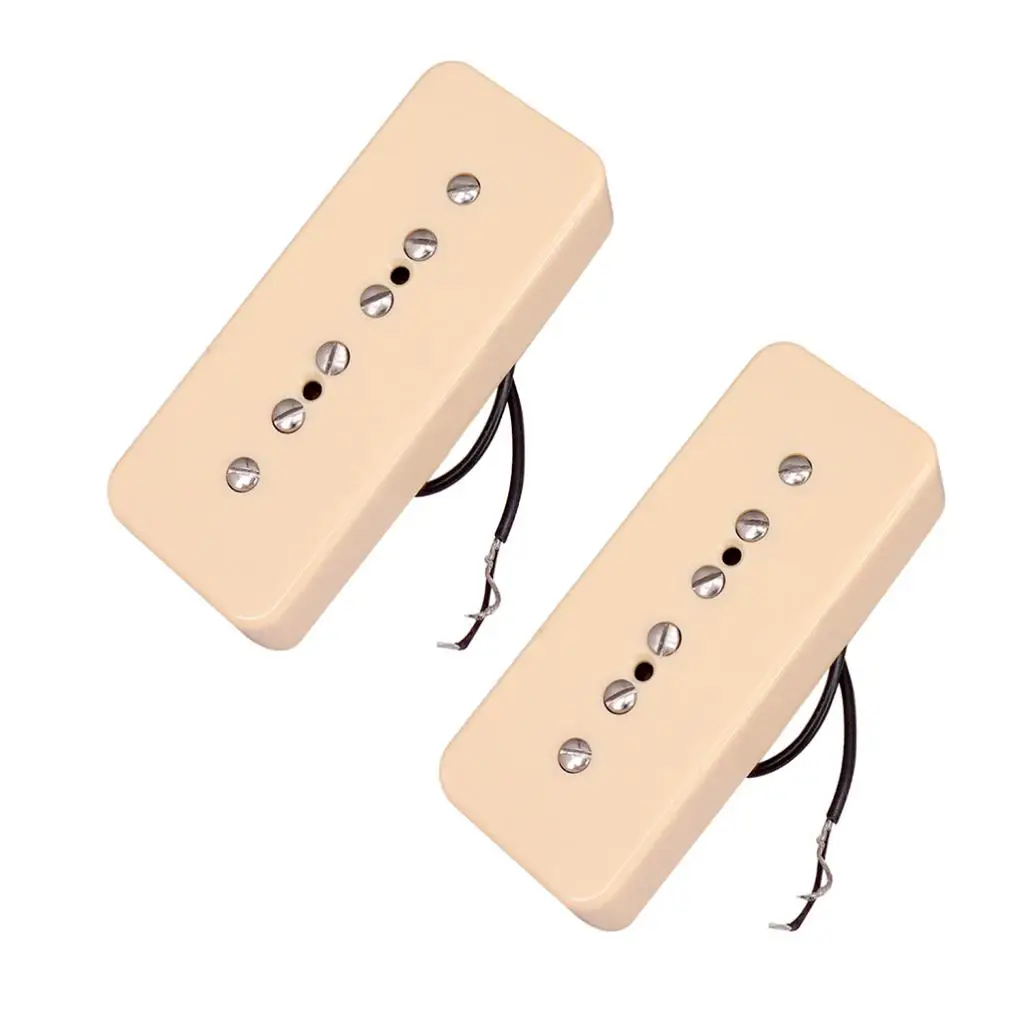 2 Pieces Cream P90 Soapbar Neck&Bridge Humbucker Pickups 50/52m Pole Spacing for Electric Guitar Parts