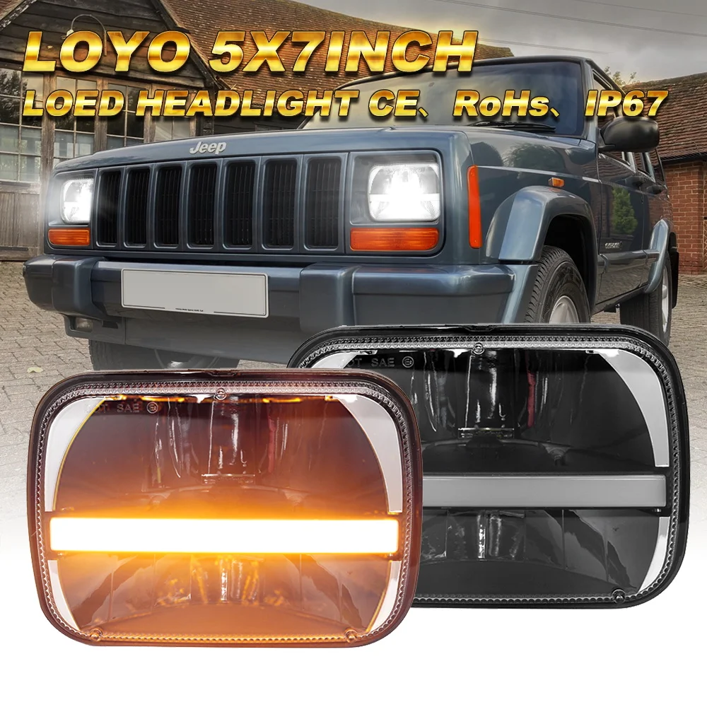 

5x7 LED Lamp Square headlight LED Headlight With DRL LED Headlamp For Jeep YJ XJ MJ Toyota Celica Nissan 240SX s13 Auto