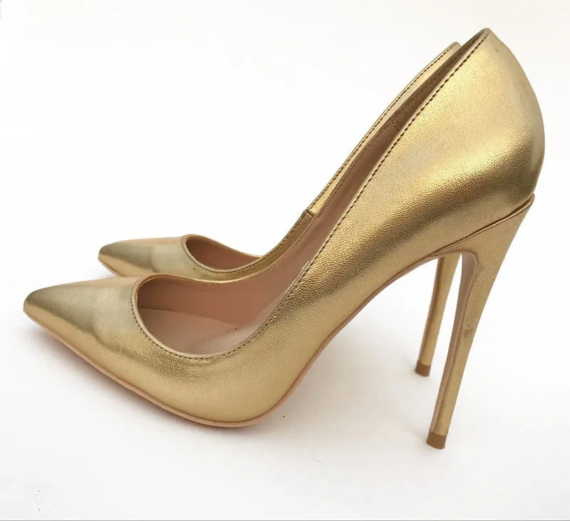 Gold Woman\'s Shoes Women\'s Pumps Pointed Toe 12cm High Heel Stiletto Classic Pumps Pumps Prom Shoes YG018 ROVICIYA