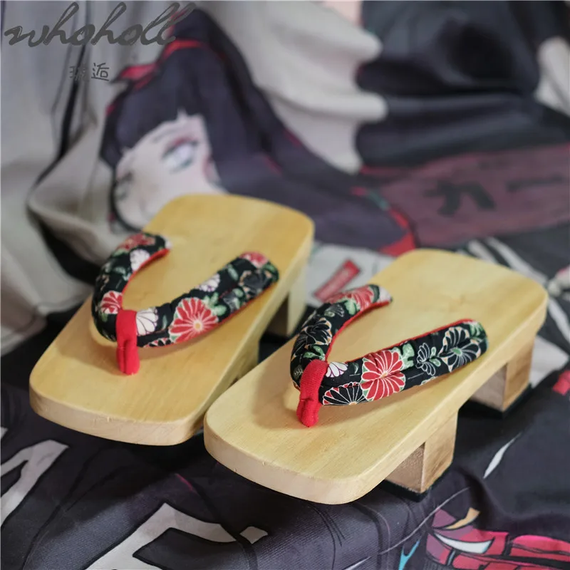 WHOHOLL Clogs For Women Two-teeth Platform Slippers Flip Flops Japanese Wood Geta Animation Cosplay Shoes Summer Slippers