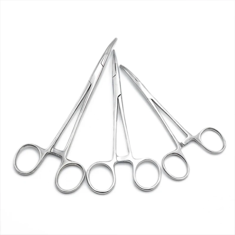 1pc Medical Stainless Steel Dental Surgical Needle Curved Tips Hemostatic Forceps Clamp 14/16/18cm Surgical Pliers Scissors Tool