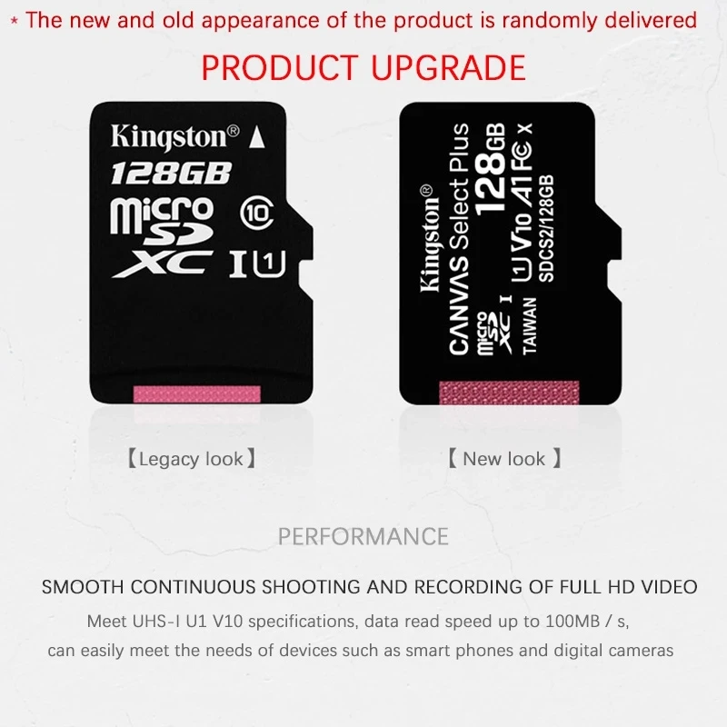 Карта microSD Kingston Canvas Select Plus, класс 10, 128 ГБ, 32 ГБ, 64 ГБ, 256 ГБ, 16 ГБ, 512 ГБ