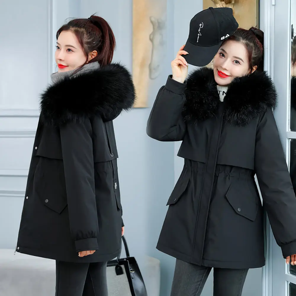 Vielleicht New Arrival Fashion Slim Women Winter Jacket Cotton Padded Warm Thicken Ladies Coat Fur Liner Parkas Womens Jackets