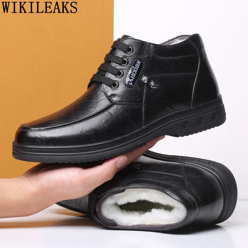 Leather Casual Shoes Boots for Men Male Ankle Boots Snow Boots Men Business Shoes Men Brown Shoes Los Zapatos De Los Hombres