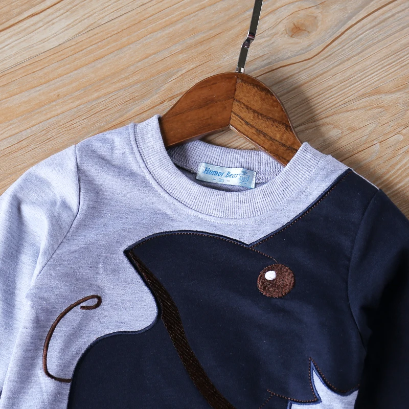 Humor Bear Boy Girls Sweater Top Spring Autumn Long-sleeve Cartoon Patchwork Cute Child Coat Outwear Clothes