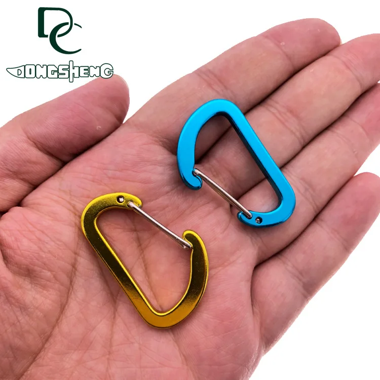 D-Type Aluminum Carabiner, Outdoor Backpack Hanging Buckle, No. 4 Flat Hanging Buckle, Wire Buckle for EDC Camping, 2Pcs Lot