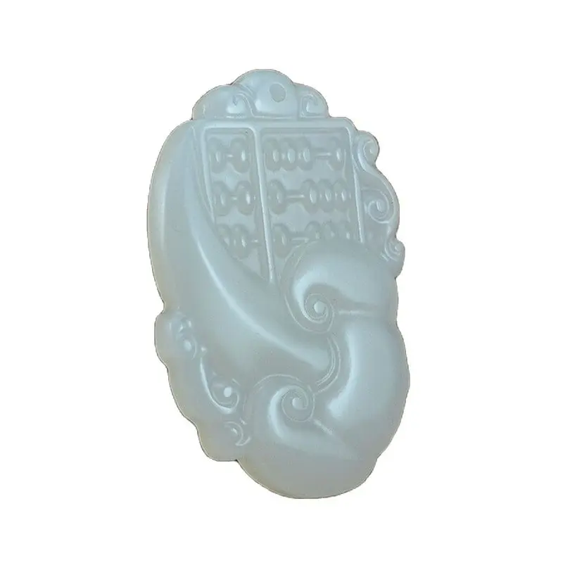 

Natural Genuine Jade Pendant White Jade Xinjiang Wishful Thinking