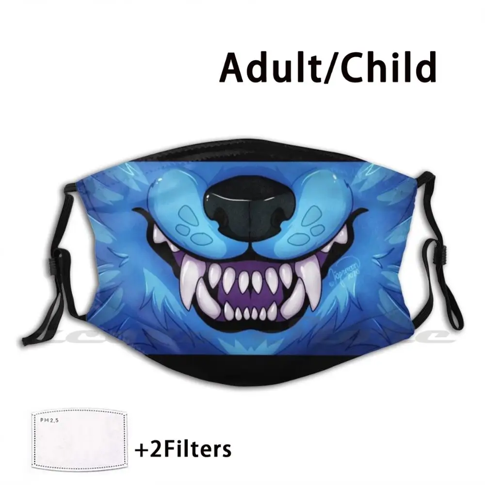 

Tigermoon Snarl 2.0 Mask Adult Child Washable Pm2.5 Filter Logo Creativity Furry Wolf Maw Snarl Animal Furry Fursona Snarling