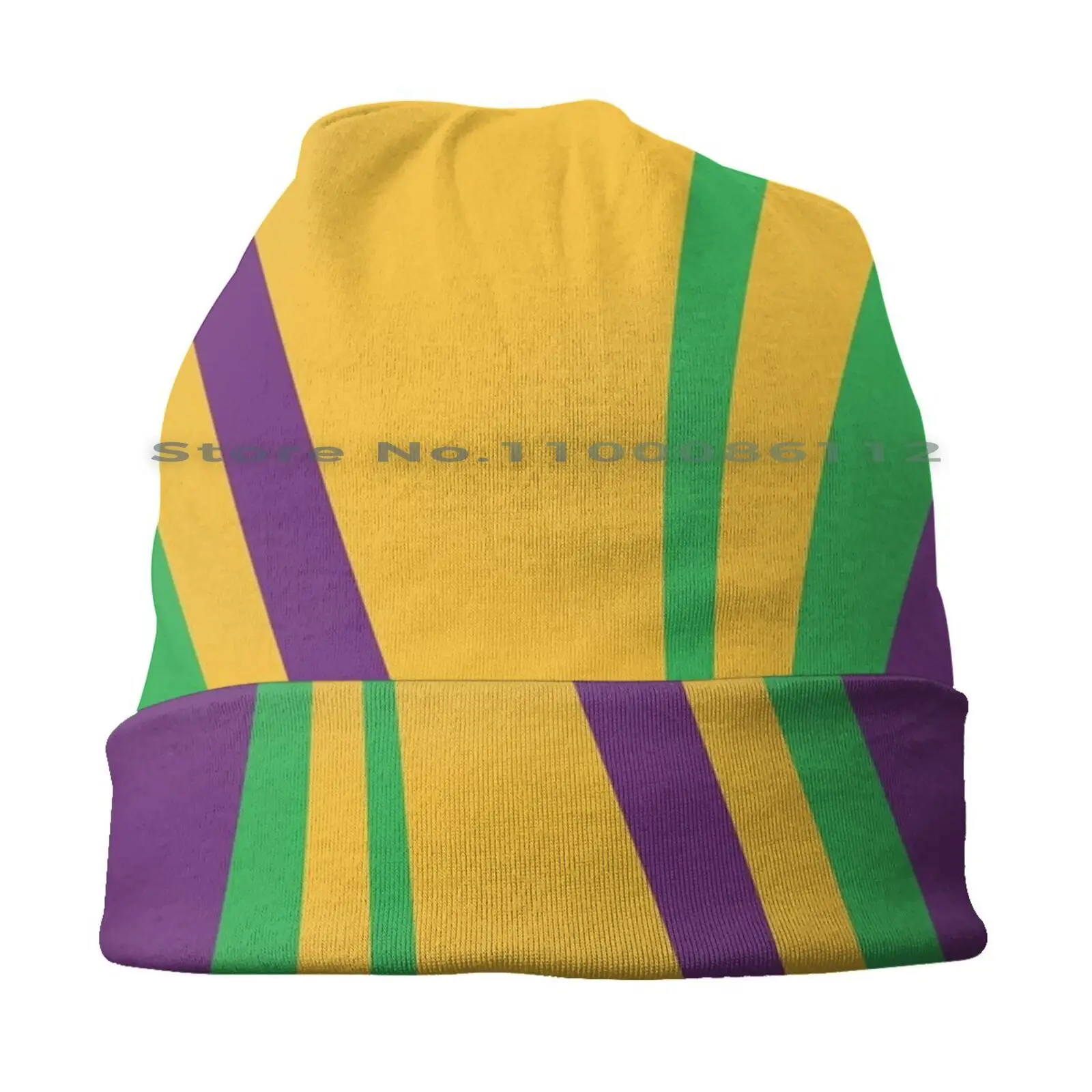 Panisregis Aurum Beanies Knit Hat Dessert King Cake Mardi Gras Carnival Bold Color Minimalist Food Gold Neoretro Textile Style