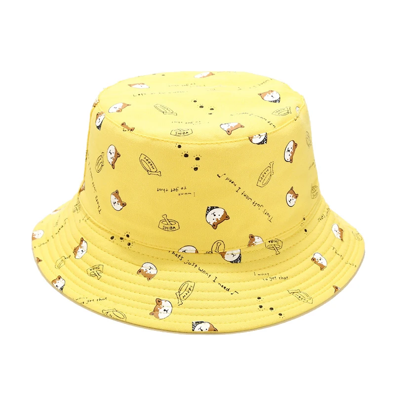 New Fashion Summer Panama Bucket Hat Men Women Cute Cat Print Bob Chapeau Hip Hop Fishing Cap Reversible Fisherman Hat