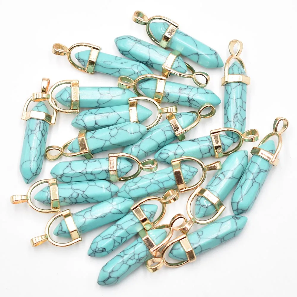 Mode-Bestseller: Naturstein-Mischanhänger, hexagonale Heilungs-Reiki-Anhänger für die Schmuckherstellung, 24 Stück/Lot, Großhandel – Detail 12