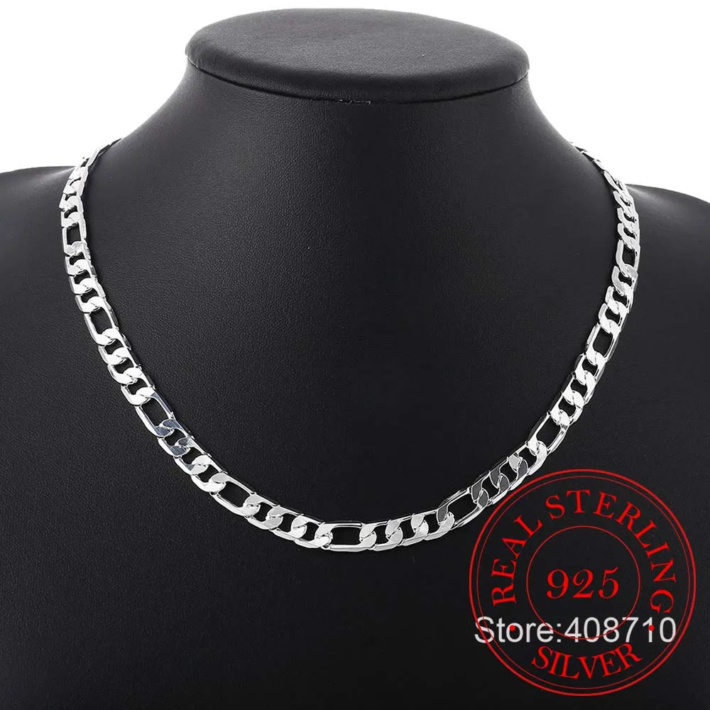 925 Sterling Silver 6mm/8mm Chain Sideways Necklace Man Woman Senior Luxury Jewelry Statement Necklace