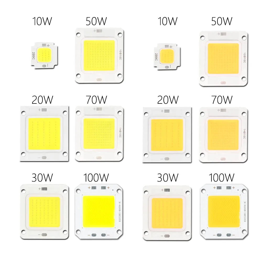 Imagem -04 - Potência Led Chip Smd Cob Lâmpada 10w 20w 30 50w 70w 100w para Projector Lâmpadas Holofotes Flip Chip 3034v Colocação Unidade Diy Alta