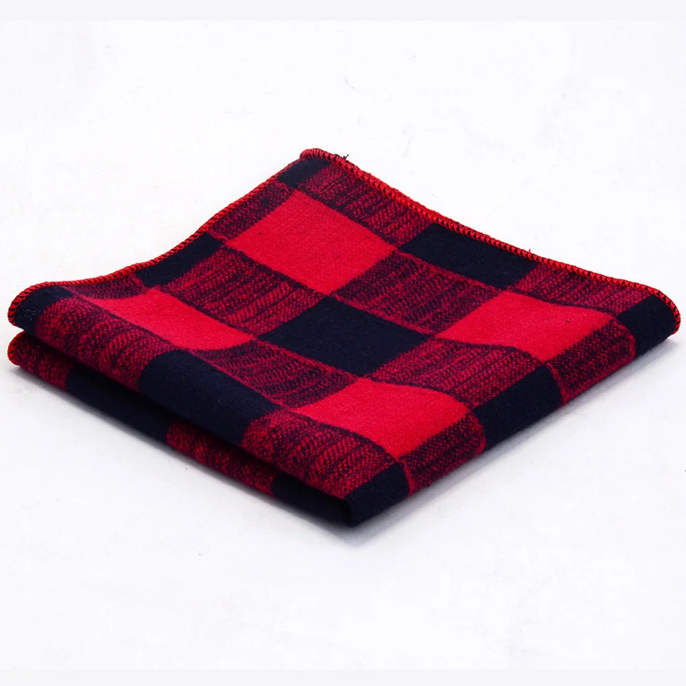 Ricnais Katoen Geruite Pocket Vierkante Plaid Mannen Zakdoek Toevallige Mannen Pak Accessoires 25*25 Cm Rood Groen Hanky voor Party