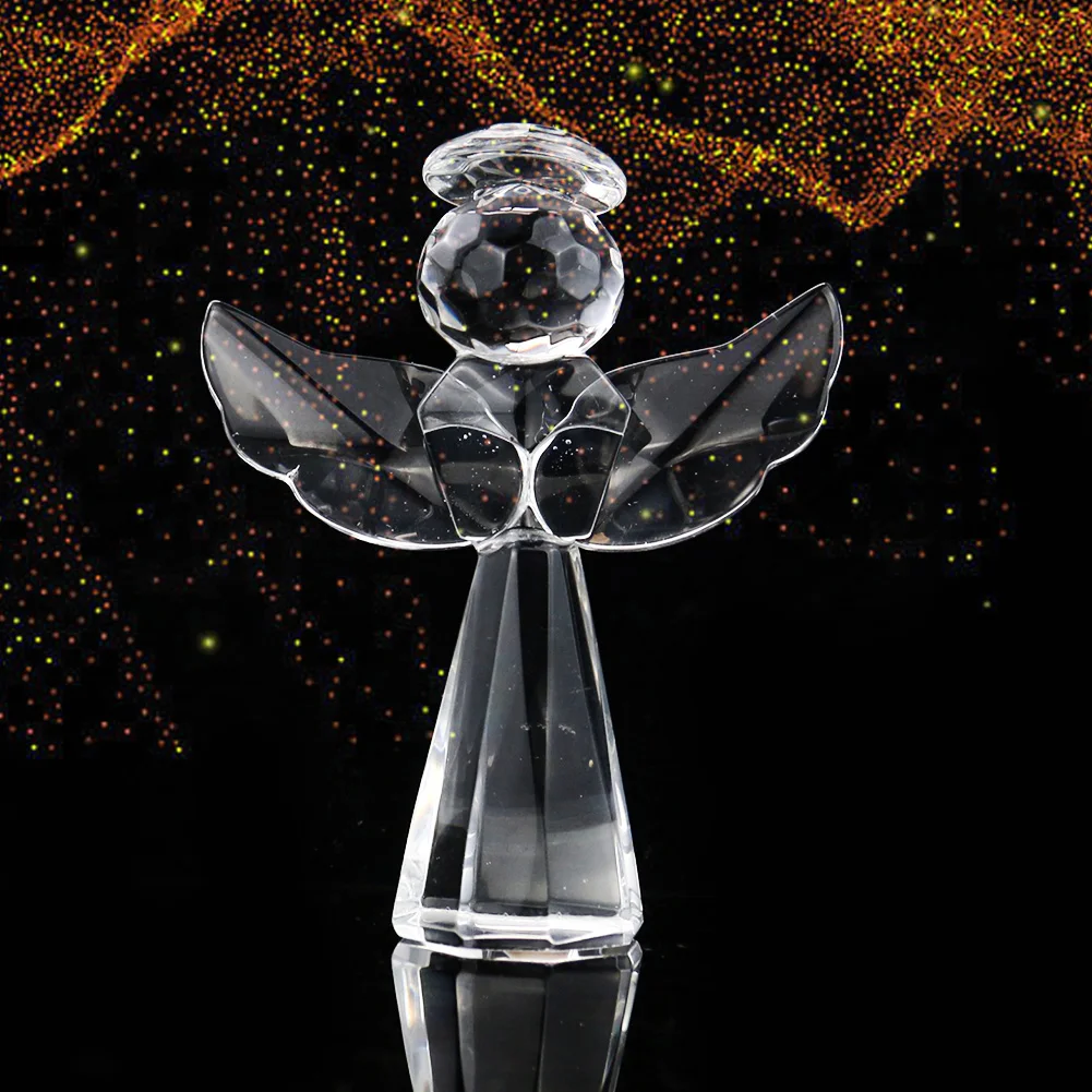 Clear Crystal Lucky Wing Angel Figurine Miniature Christian Baptism Gifts Paperweight Crafts Wedding Home Decoration Accessories