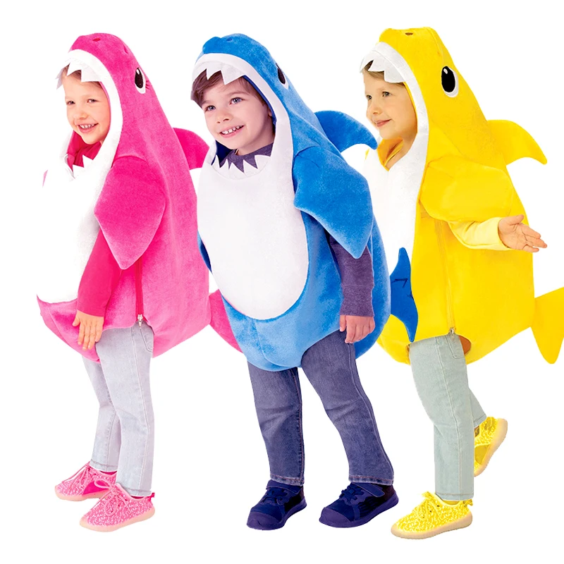 Disfraz de Halloween para niños, novedad, Unisex, tiburón familiar, 3 colores