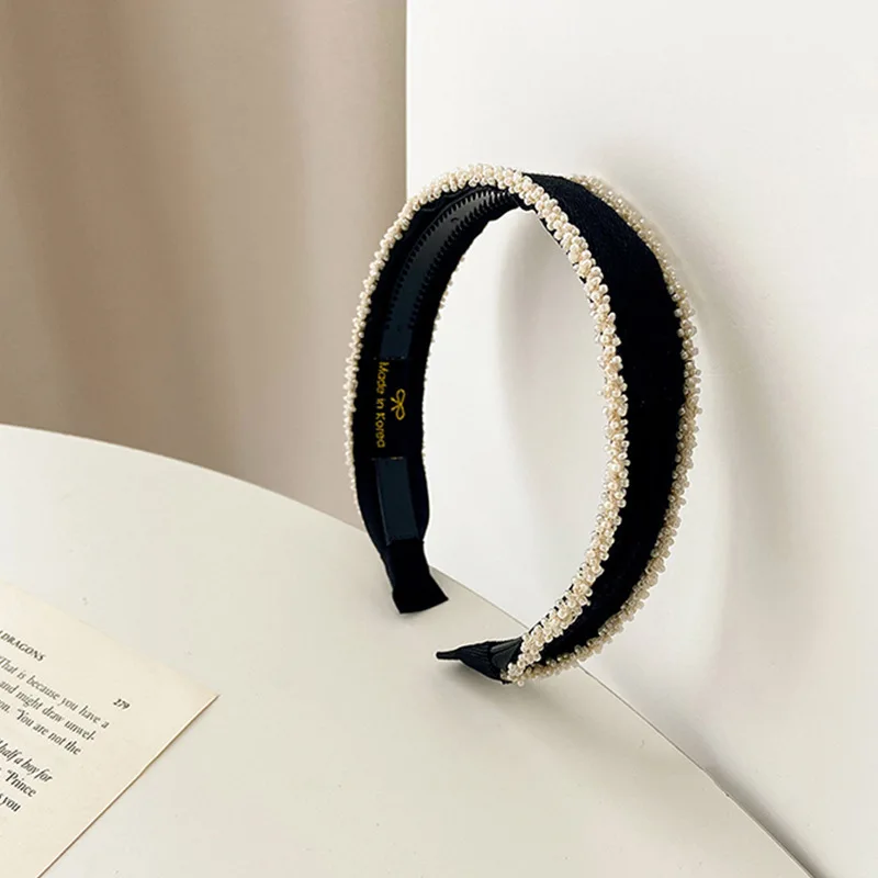 Small fragrant wind rice beads twisted headband female geometric wide version out headband simple forest wash hair accessories