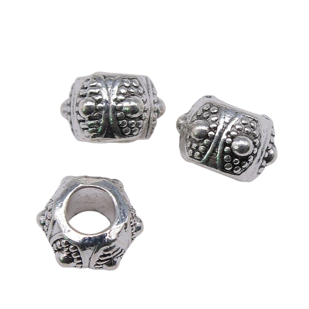 

Wholesale 100pcs/bag 9x9x7mm Carved European Big Hole Beads Spacer Beads Antique Silver Color For DIY Bracelet Making