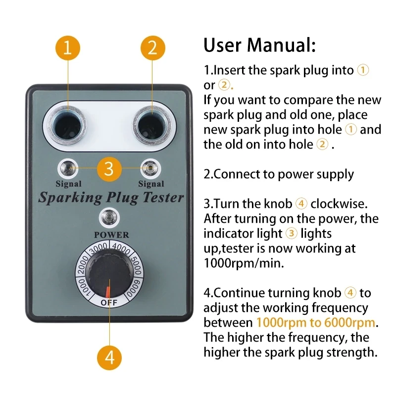 Adjustable Dual Hole Sparking Plug Tester Spark Tester Diagnostic Tool for Car Motorcycle Ignition Coil Checker Spark Detector