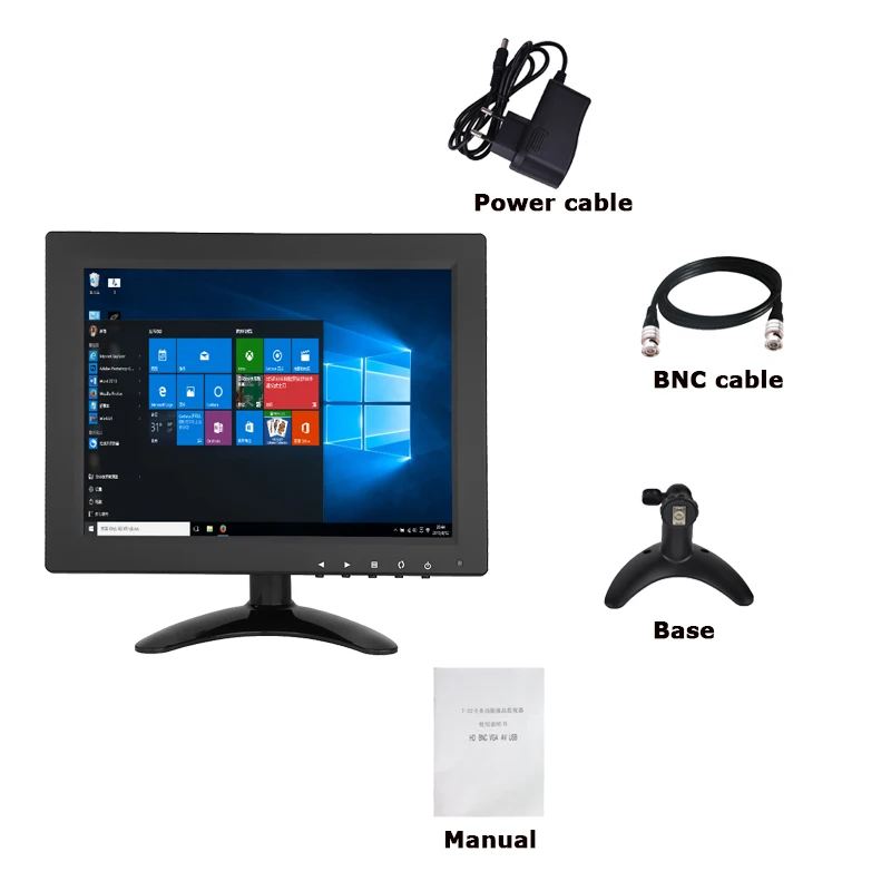 ZHIXIANDA Computer Screen Monitor 10 Inch 1024*768 4:3 Ratio IPS LCD Display Security with VGA/HDMI/BNC/USB /AV